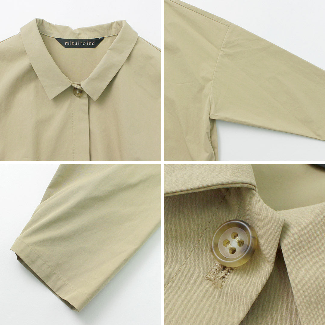 MIZUIRO IND（ミズイロインド） シャツライク コート / レディース ライトアウター ロング丈 長袖 Shirt Like Coat liou クリスマス プレゼント ギフト