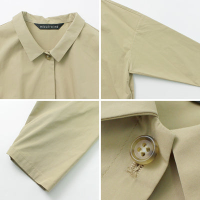 MIZUIRO IND（ミズイロインド） シャツライク コート / レディース ライトアウター ロング丈 長袖 Shirt Like Coat liou クリスマス プレゼント ギフト