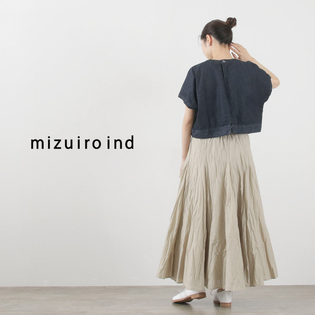 mizuiro ind（ミズイロインド） クルーネック ショートP/O / レディース デニム トップス 半袖 綿 コットン Crew Neck Short P/O