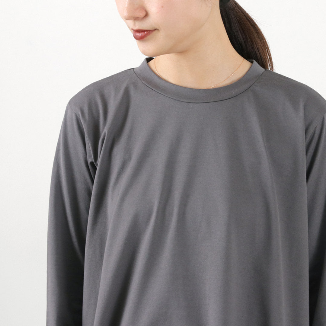 mizuiro ind（ミズイロインド） クルーネック Aライン チュニックT / レディース カットソー Tシャツ 長袖 フレア 綿 コットン Crew Neck A Line Tunic T