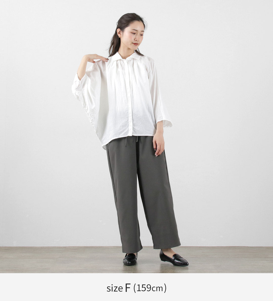 【30％OFF】mizuiro ind（ミズイロインド） ギャザー ドルマンシャツ / レディース トップス ブラウス 綿 リネン 日本製 Gathered Dolman Shirt【セール】