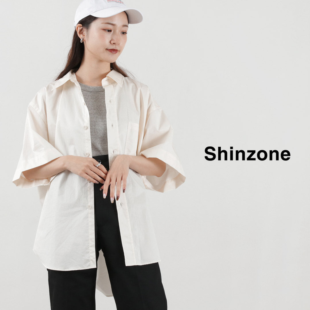 【30％OFF】SHINZONE（シンゾーン） ワイドスリーブ シャツ / レディース 半袖 無地 綿100％ コットン 日本製 22MMSBL10 WIDE SLEEVE SHIRT【セール】