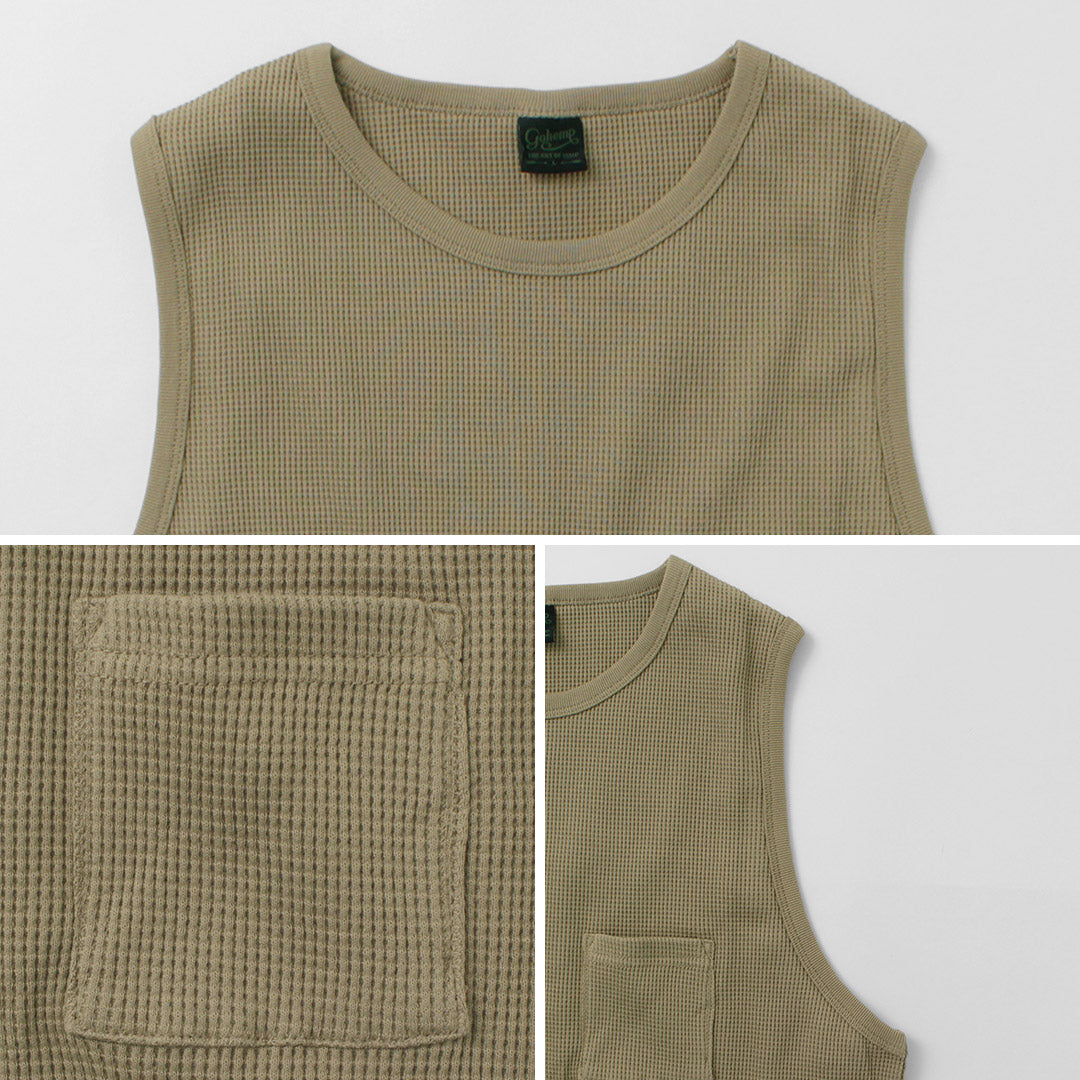 【20％OFF】GOHEMP（ゴーヘンプ） クルーPKタンクトップ / ワッフル サーマル ポケット 吸湿 速乾 吸汗 メンズ Crew PK Tank Top【セール】