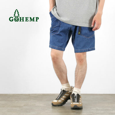 GOHEMP（ゴーヘンプ） トラベラーイージーショーツ ユーズドウォッシュ / ショートパンツ ハーフパンツ イージーパンツ デニム 吸湿 速乾 総ゴム ウエストゴム メンズ Travelor Easy Shorts