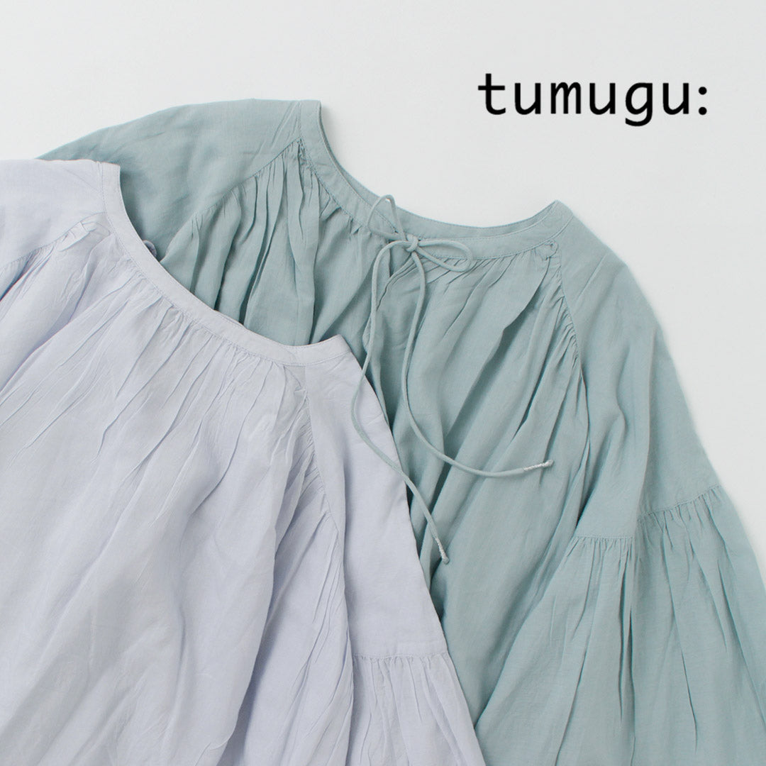 【20％OFF】TUMUGU（ツムグ） スシボイル 2WAY ブラウス / レディース シャツ 長袖 8分袖 春夏 無地 前後着用可能 SUSIVOILE 2WAY BLOUSE【セール】