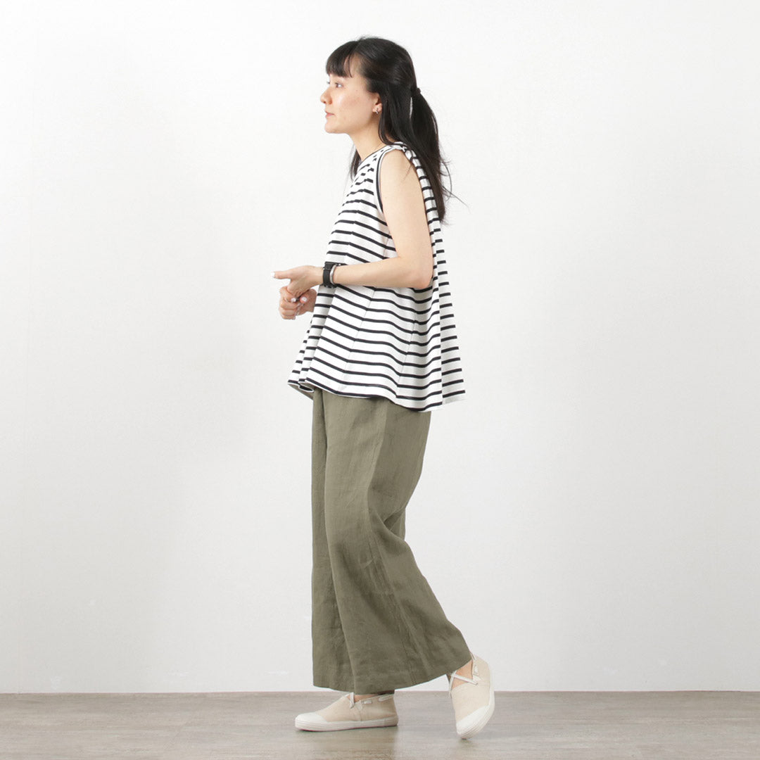 【20％OFF】MAO MADE（マオメイド） リネン 布帛 ワイドパンツ / レディース ウエストゴム 総ゴム イージー 麻 Rinen Fabric Wide Pants【セール】