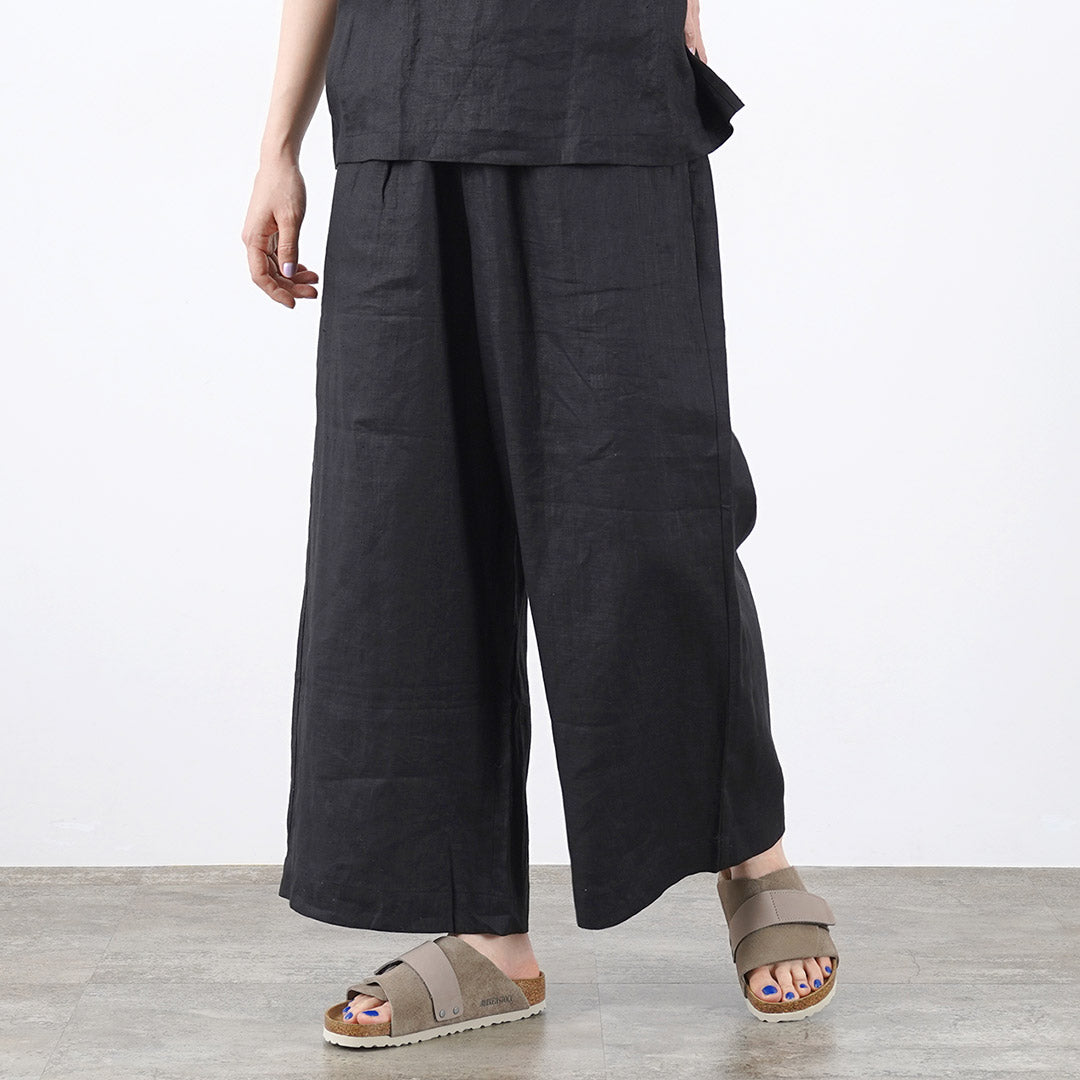 【20％OFF】MAO MADE（マオメイド） リネン 布帛 ワイドパンツ / レディース ウエストゴム 総ゴム イージー 麻 Rinen Fabric Wide Pants【セール】