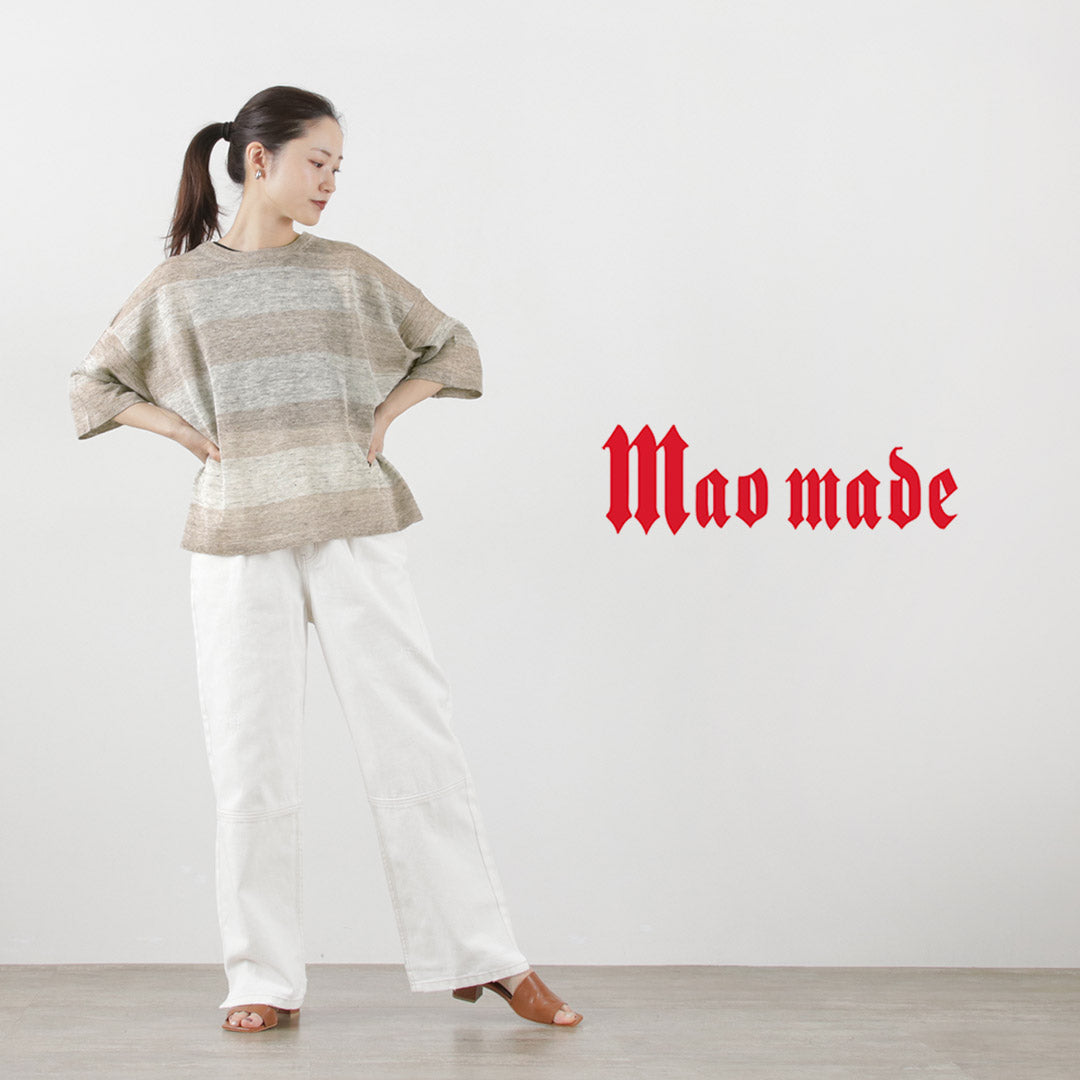 【30％OFF】MAO MADE（マオメイド） トスコリネン 2WAY ワイド プルオーバー / レディース ニット カーディガン 七分袖 麻 リネン 前後着用可能 Tosco rinen 2Way Wide Pullover【セール】