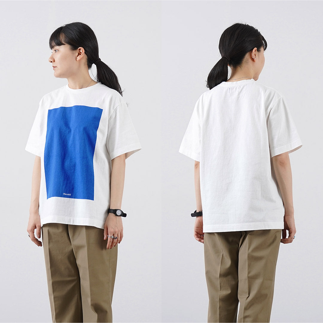 MAO MADE（マオメイド） スクエア プリント Tee / Tシャツ レディース 半袖 カットソー クルーネック 綿 コットン ロゴ 日本製 Square Print Tee