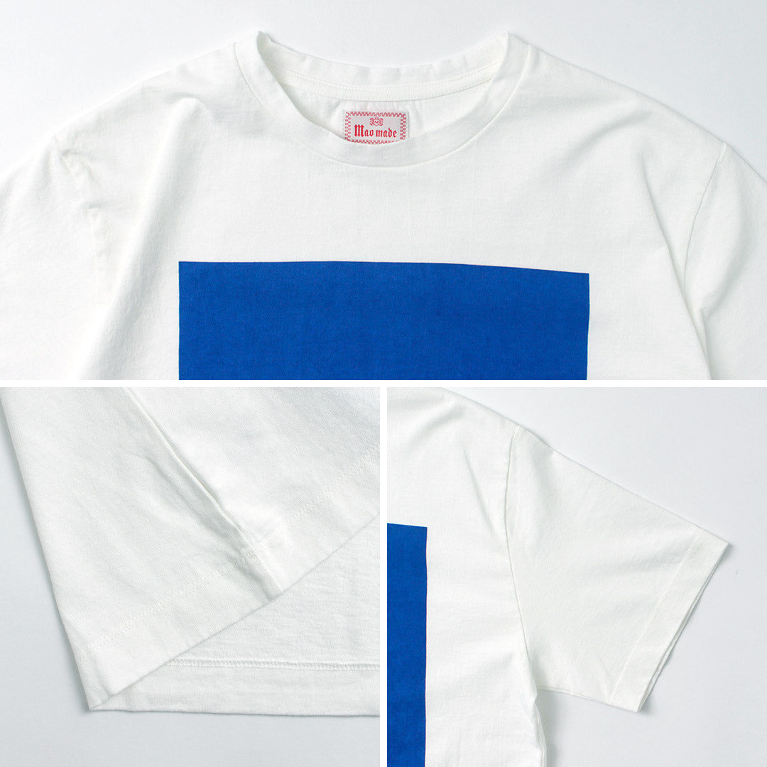 MAO MADE（マオメイド） スクエア プリント Tee / Tシャツ レディース 半袖 カットソー クルーネック 綿 コットン ロゴ 日本製 Square Print Tee