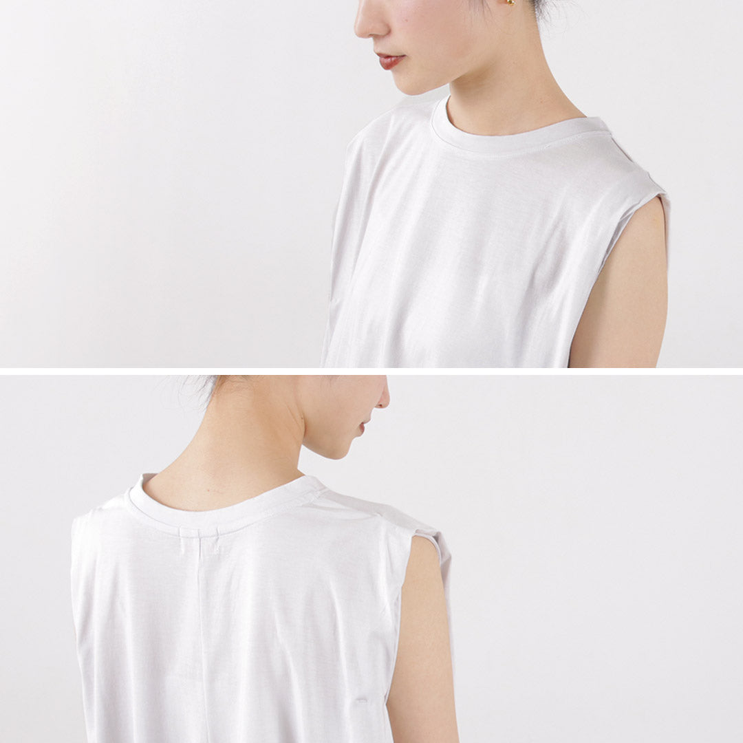 【20％OFF】MAO MADE（マオメイド） バックフレア ショルダータック ノースリーブ / レディース Tシャツ カットソー 無地 Back flare shoulder tuck Nosleeve【セール】