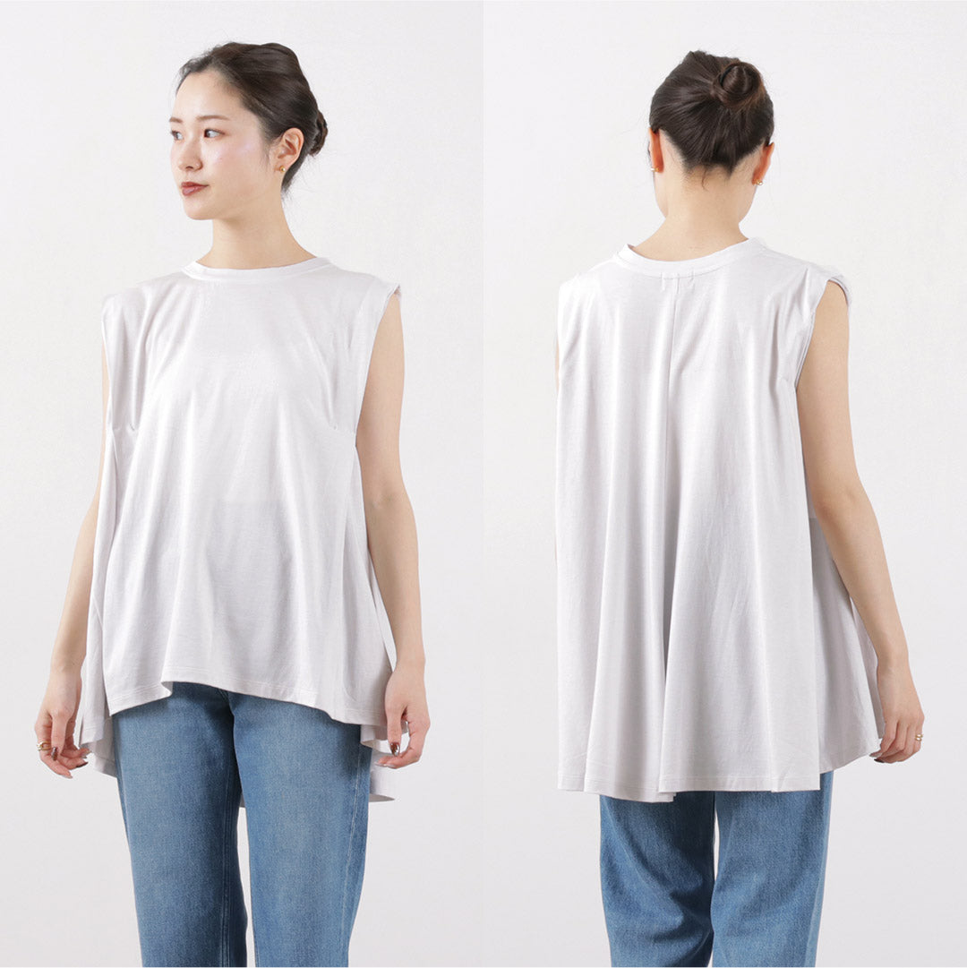 【20％OFF】MAO MADE（マオメイド） バックフレア ショルダータック ノースリーブ / レディース Tシャツ カットソー 無地 Back flare shoulder tuck Nosleeve【セール】