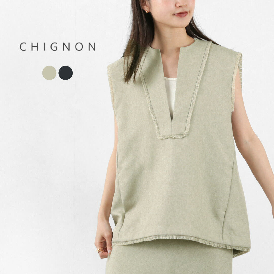 【30％OFF】CHIGNON（シニヨン） リネンライク フリンジ ベスト