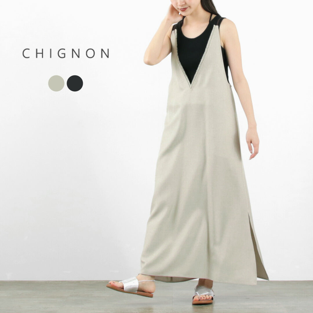 30％OFF】CHIGNON（シニヨン） リネンライク フリンジ キャミ ワンピ 