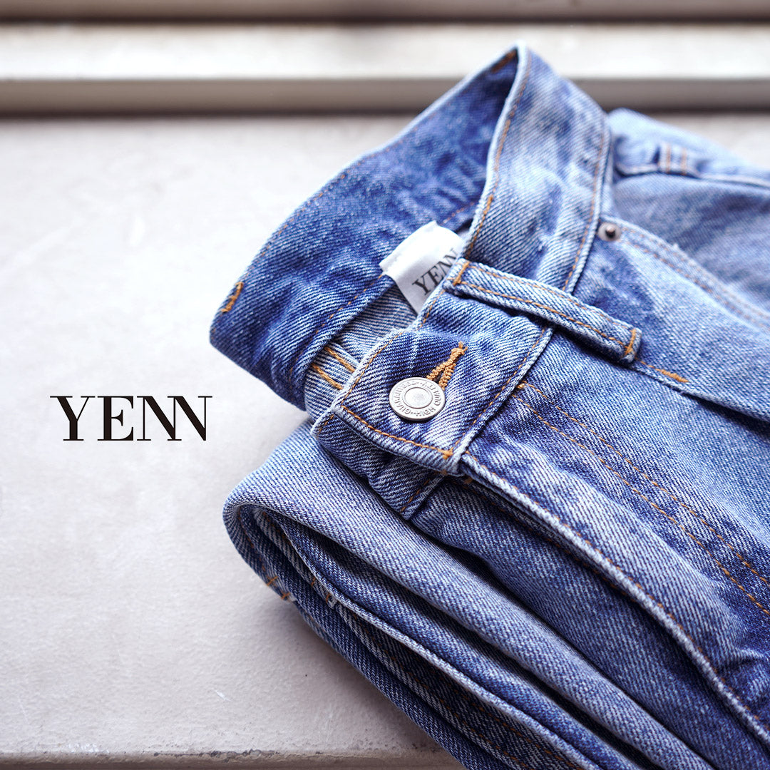 YENN（イェン） ハイライズ タック ワイド デニムパンツ