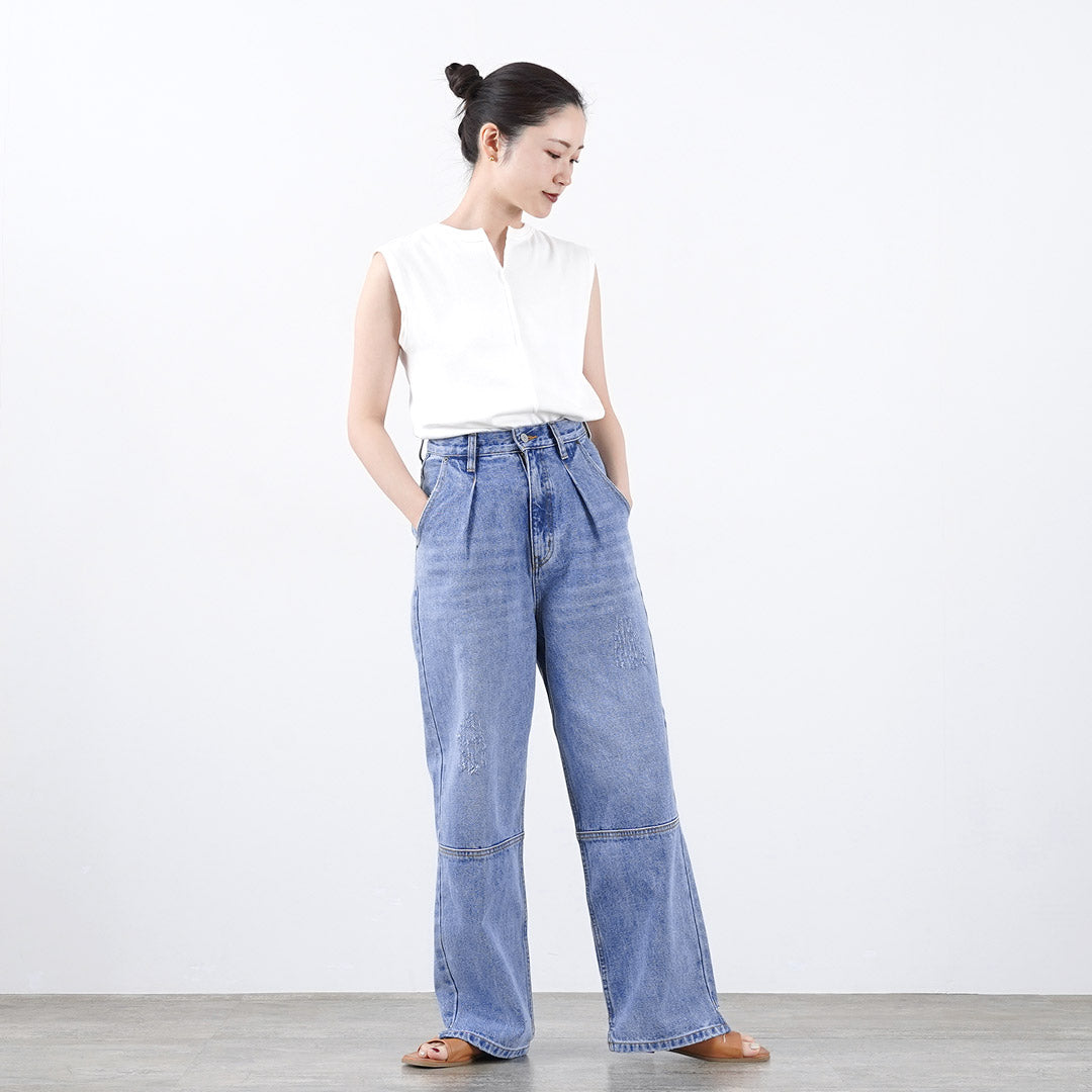 YENN（イェン） ハイライズ タック ワイド デニムパンツ / レディース ボトムス デニム ハイウエスト HIGH RIZE TUCK WIDE DENIM PANTS