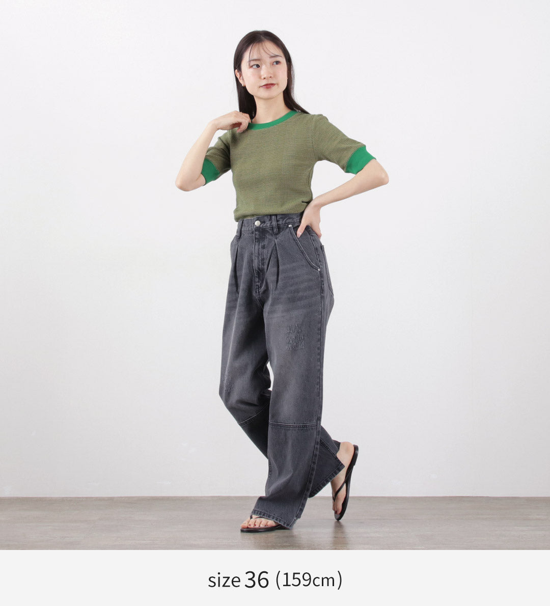 YENN（イェン） ハイライズ タック ワイド パンツ グレー / レディース ボトムス デニム ハイウエスト HIGH RIZE TUCK WIDE PANTS GRAY