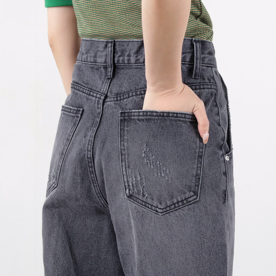 YENN（イェン） ハイライズ タック ワイド パンツ グレー / レディース ボトムス デニム ハイウエスト HIGH RIZE TUCK WIDE PANTS GRAY