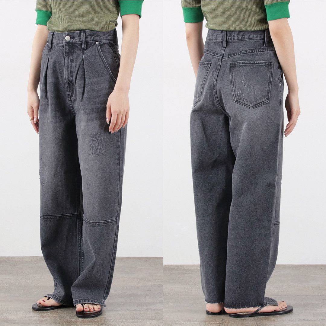 YENN（イェン） ハイライズ タック ワイド パンツ グレー / レディース ボトムス デニム ハイウエスト HIGH RIZE TUCK WIDE PANTS GRAY