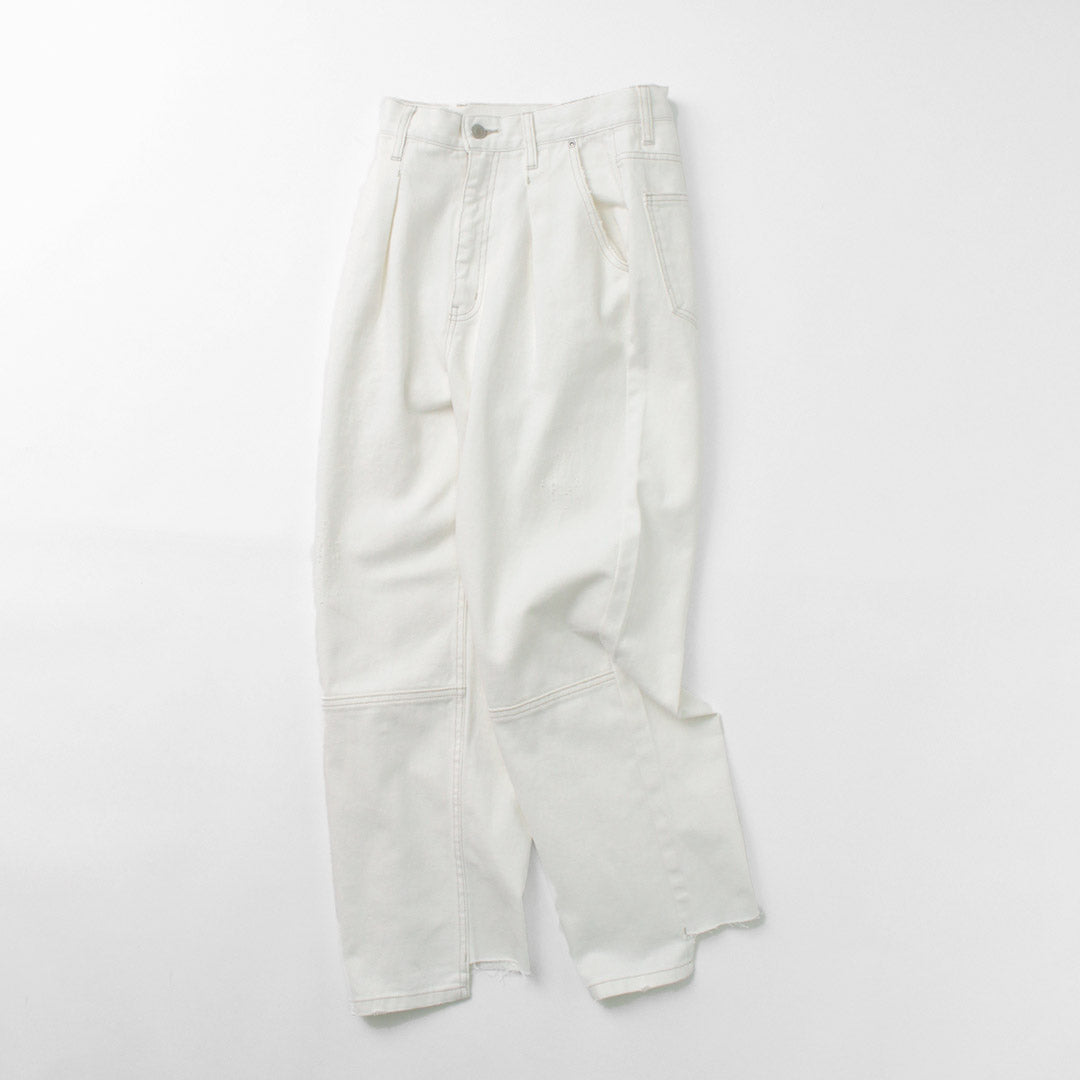 YENN（イェン） ハイライズ タック ワイド パンツ ホワイト / レディース ボトムス デニム ハイウエスト HIGH RIZE TUCK WIDE PANTS WHITE