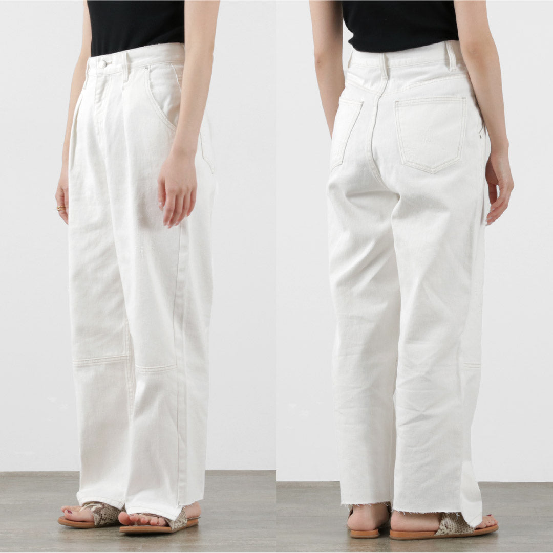 YENN（イェン） ハイライズ タック ワイド パンツ ホワイト / レディース ボトムス デニム ハイウエスト HIGH RIZE TUCK WIDE PANTS WHITE