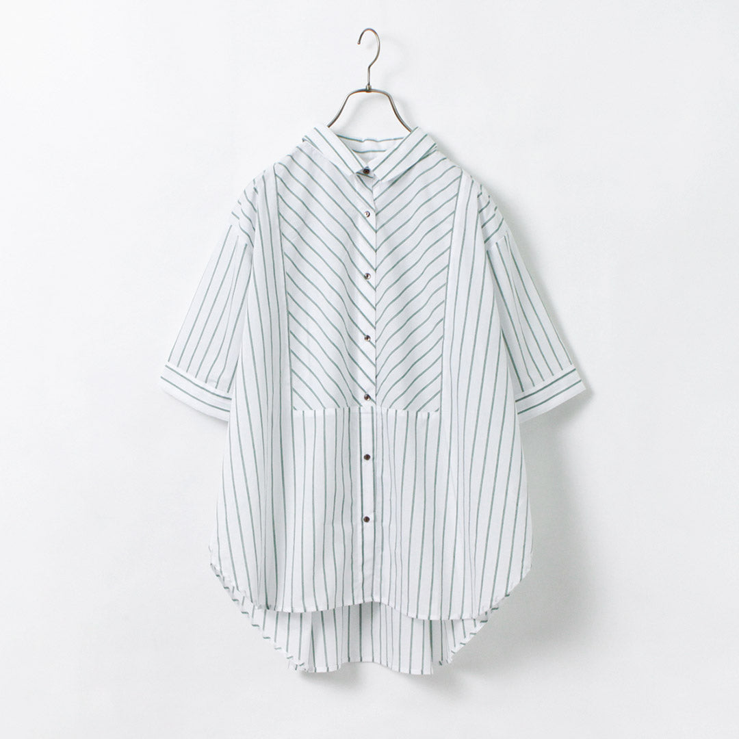 【30％OFF】KELEN（ケレン） ENDY STRIPE ワイド ブラウス / レディース シャツ 半袖 ストライプ 柄 チュニック ENDY STRIPE WIDE BLOUSE【セール】