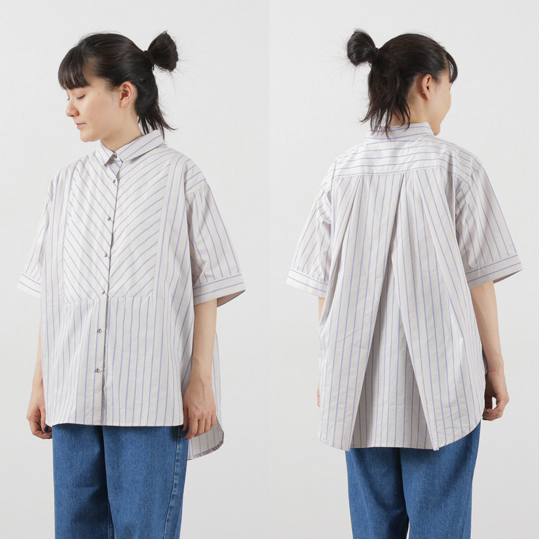 【30％OFF】KELEN（ケレン） ENDY STRIPE ワイド ブラウス / レディース シャツ 半袖 ストライプ 柄 チュニック ENDY STRIPE WIDE BLOUSE【セール】