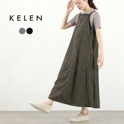 【30％OFF】KELEN（ケレン） AYALA デザイン ストラップ ドレス / ワンピ―ス 総柄 Aライン キャミソール AYALA DESIGN STRAP DRESS【セール】