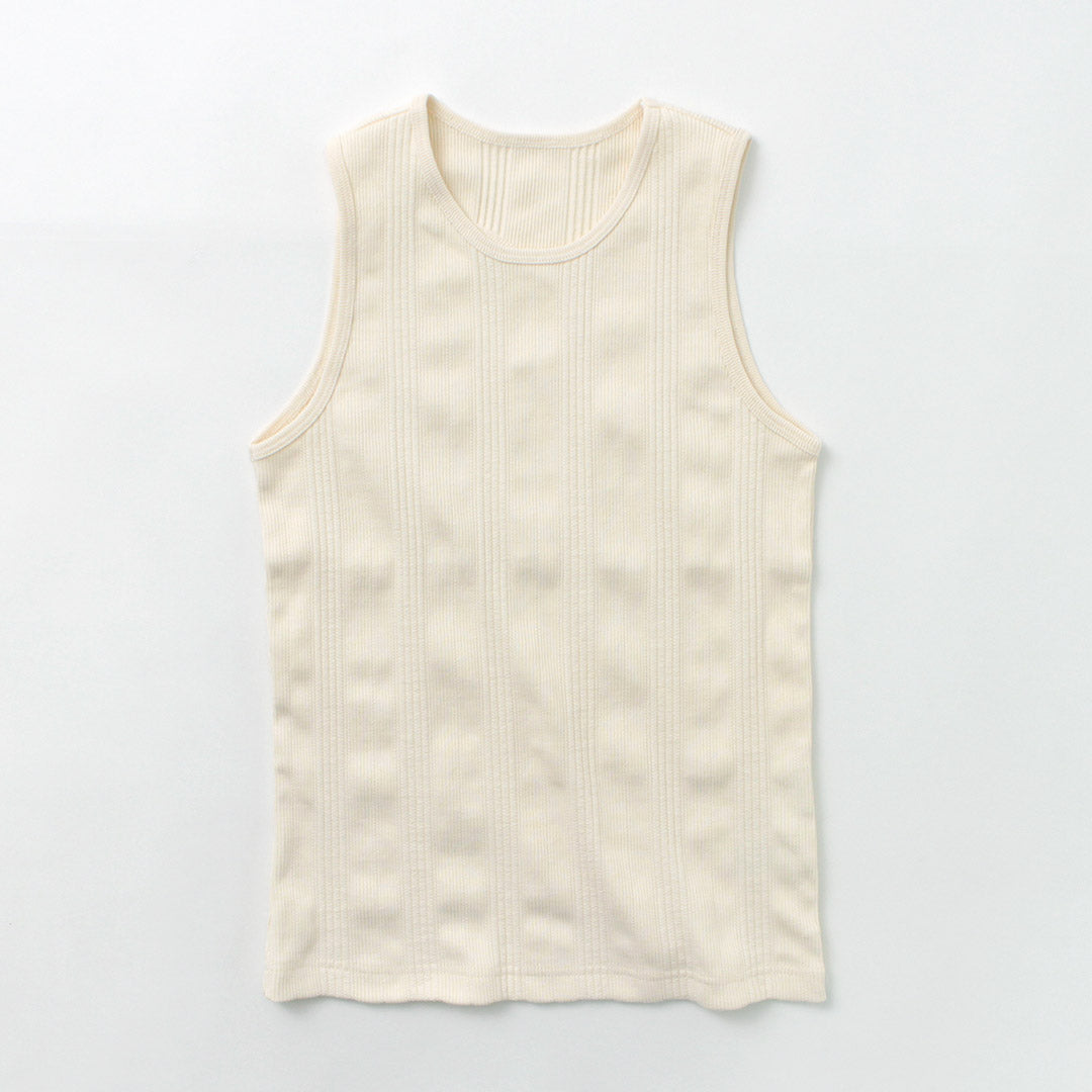 JOHNBULL（ジョンブル） ランダム リブ タンクトップ / レディース トップス ノースリーブ 綿 インナー 伸縮性 ストレッチ RANDAM RIB TANKTOP