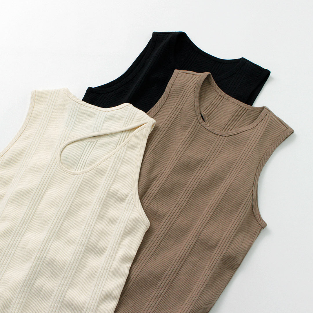 JOHNBULL（ジョンブル） ランダム リブ タンクトップ / レディース トップス ノースリーブ 綿 インナー 伸縮性 ストレッチ RANDAM RIB TANKTOP