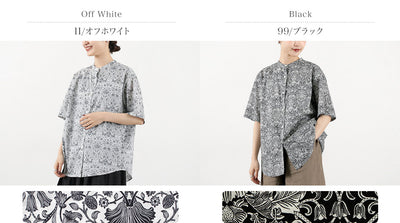 MIDIUMI（ミディウミ） リバティプリント ハーフスリーブシャツ / レディース トップス ブラウス 半袖 五分袖 スタンドカラー 柄 綿 LIBERTY Print H/S Shirts