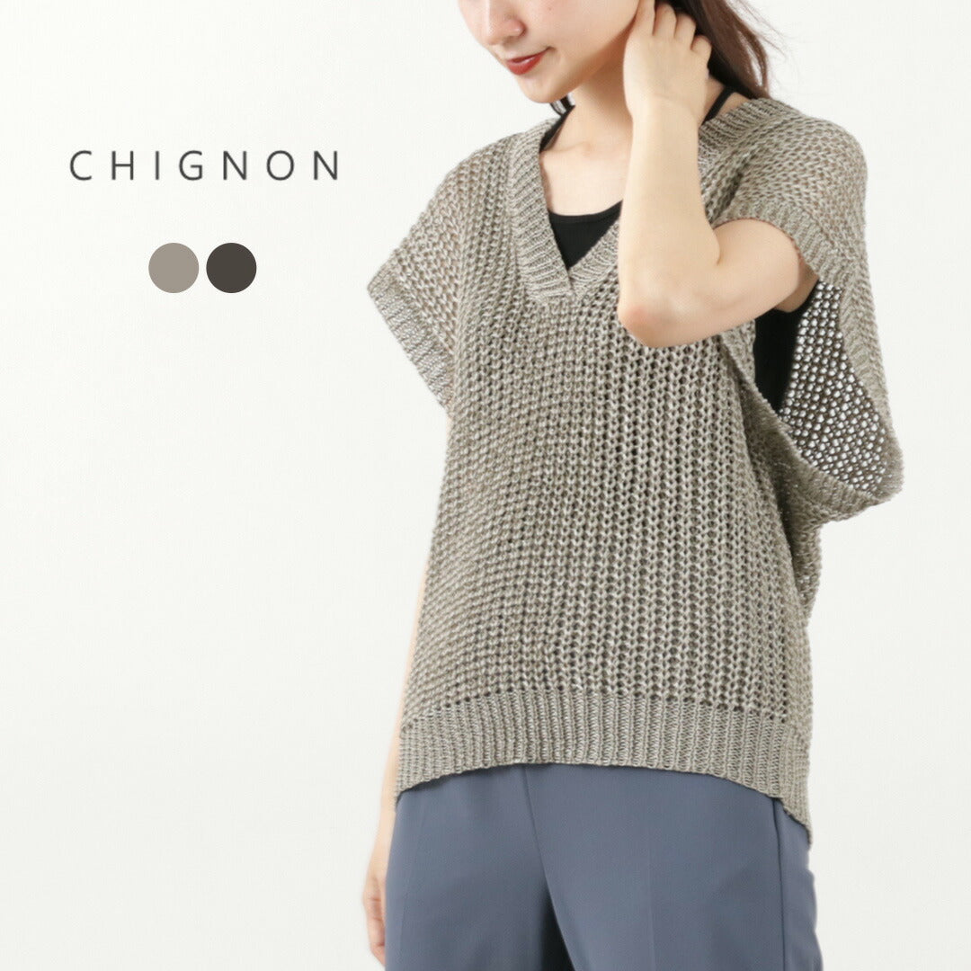 50％OFF】CHIGNON（シニヨン） ペーパータッチ ビッグベスト / レディース Vネック 春夏 プルオーバー Paper Touc –  ROCOCO ONLINE STORE