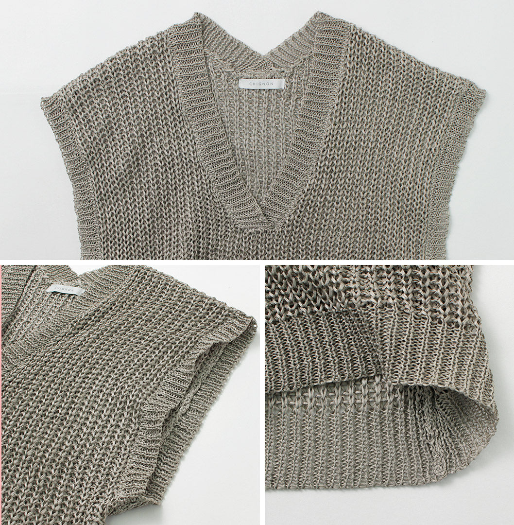 CHIGNON（シニヨン） ペーパータッチ ビッグベスト / レディース Vネック 春夏 プルオーバー Paper Touch Big Vest