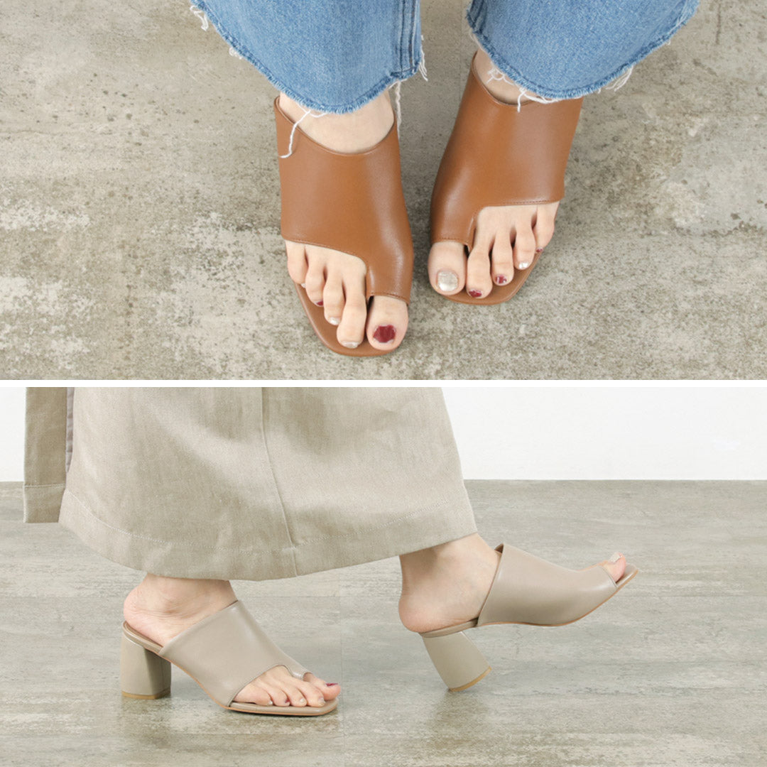 ATELIER BRUGGE（アトリエブルージュ） レザーチャンキーヒール トングサンダル / シューズ 靴 レディース 羊革 シープレザー Leather Tong Sandal