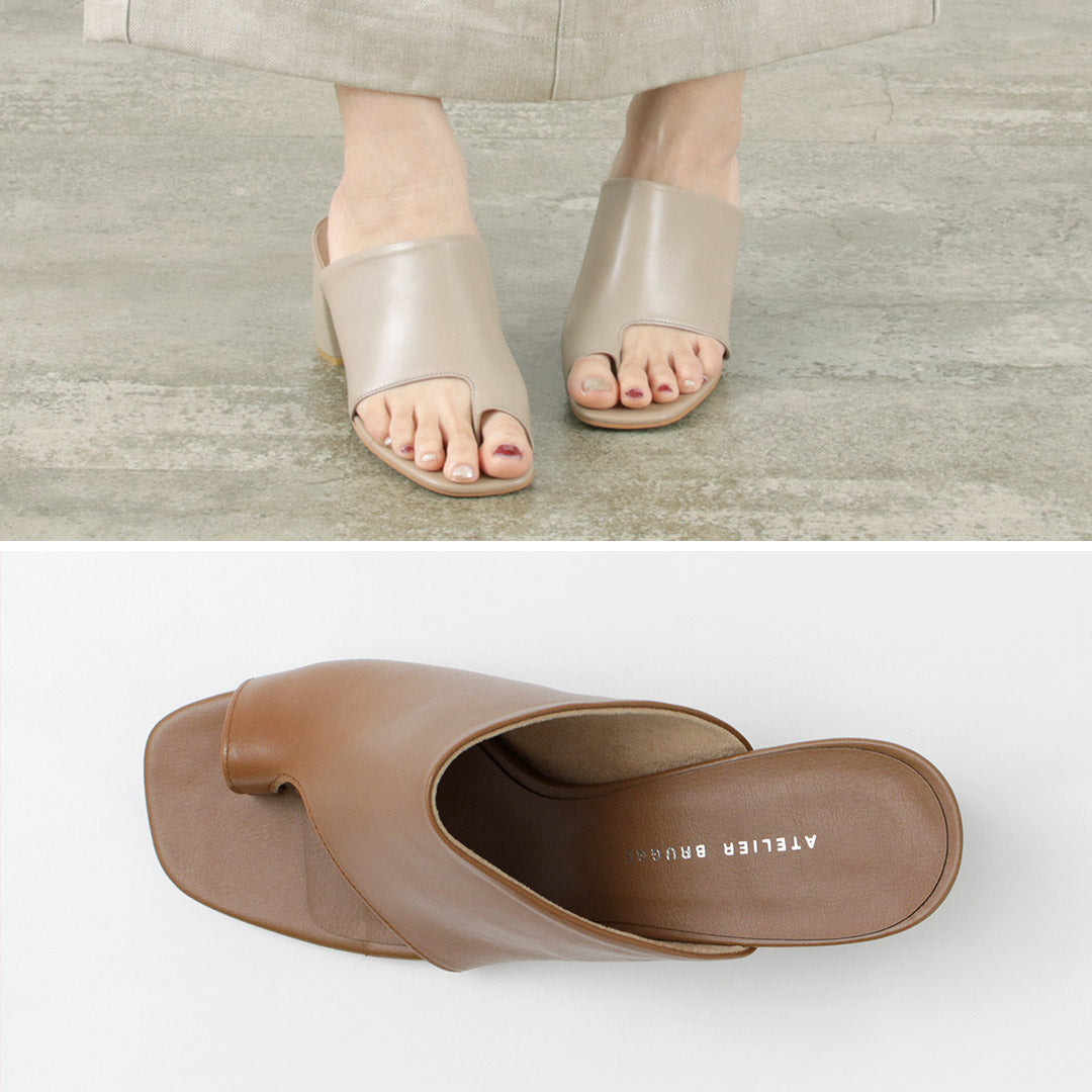 ATELIER BRUGGE（アトリエブルージュ） レザーチャンキーヒール トングサンダル / シューズ 靴 レディース 羊革 シープレザー Leather Tong Sandal