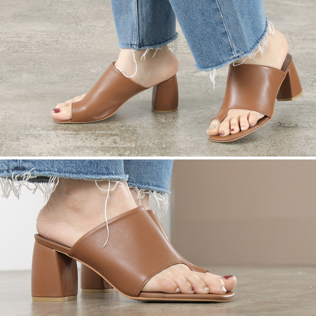 ATELIER BRUGGE（アトリエブルージュ） レザーチャンキーヒール トングサンダル / シューズ 靴 レディース 羊革 シープレザー Leather Tong Sandal