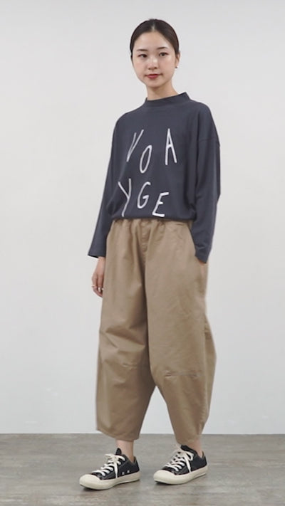 TUMUGU（ツムグ） コットンツイル　ティンカーパンツ ボトムスレディース 楽ちん ウエストゴム 8分丈 ワイドパンツ オールシーズン 日本製 綿 クリスマス プレゼント ギフト