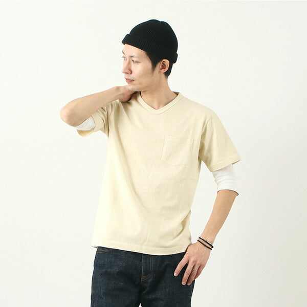 BARNS（バーンズ） カラー別注 吊り編み 天竺 ループウィール Vネック ポケット Tシャツ / 米綿 / メンズ / 半袖 無地 / 日本製 / BR-11001A クリスマス プレゼント ギフト