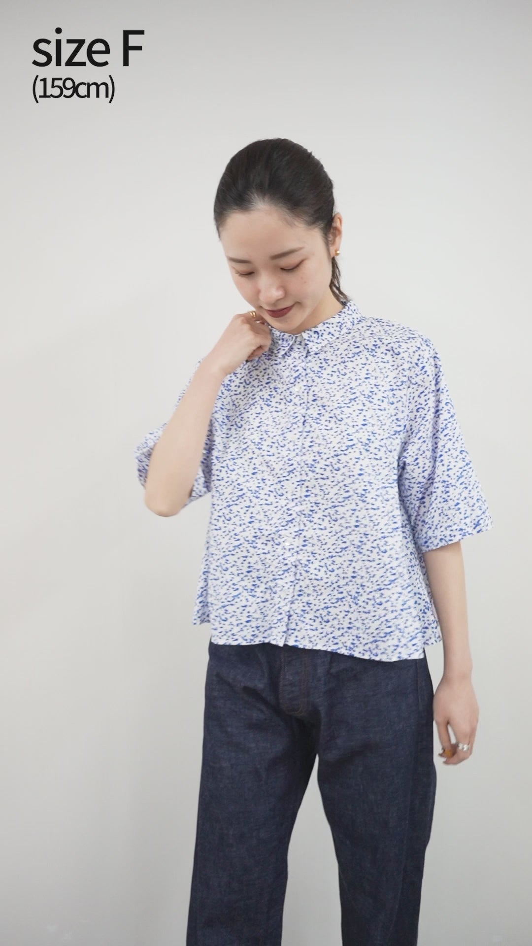 mizuiro ind（ミズイロインド） プリント フレア ショートシャツ